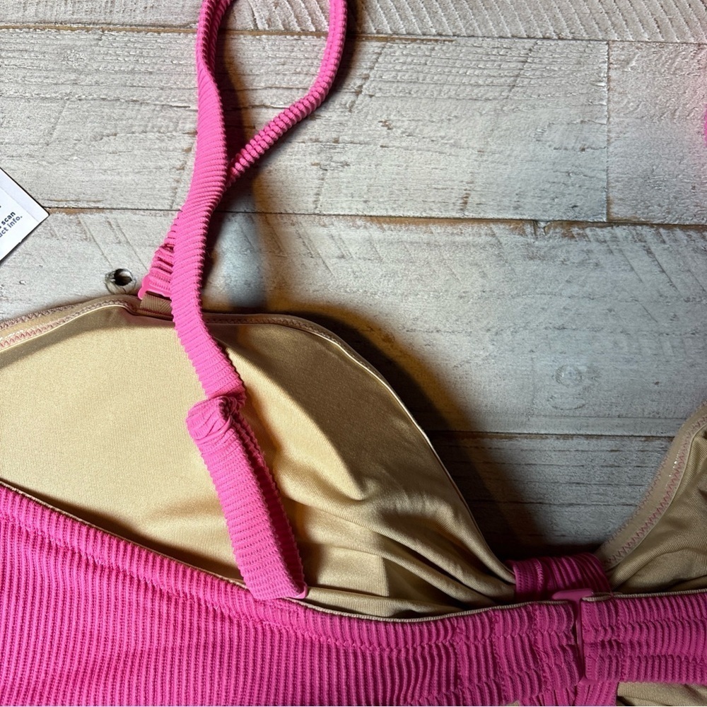 Old Navy Textured-Rib Cinch-Front Bikini Swim Top 4X Pink NWT! - Picture 9 of 16